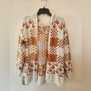 Rewind Cardigan off white and brown size small